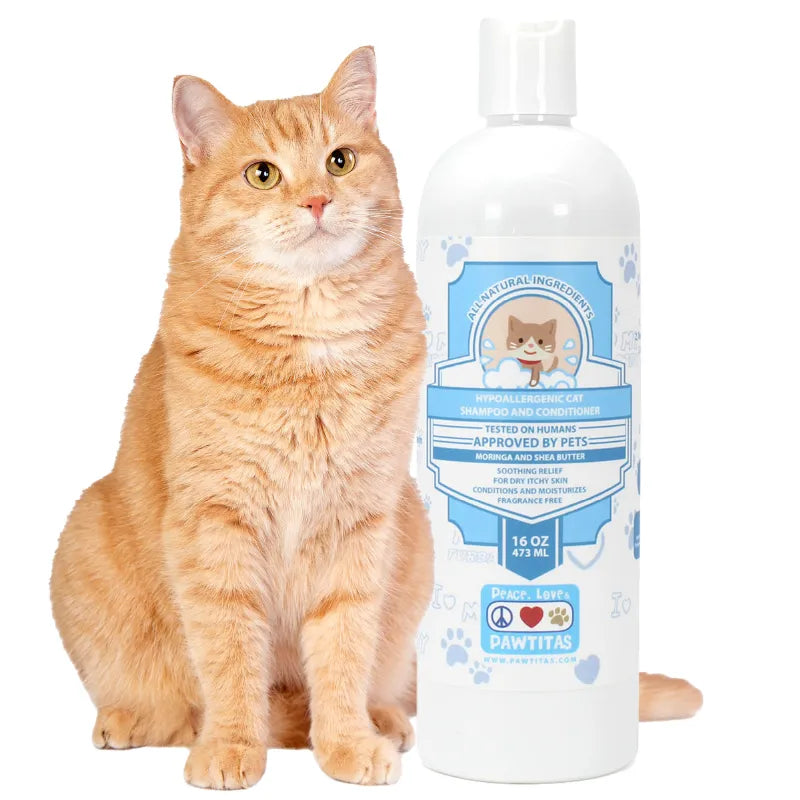 Pawtitas Organic Sheabutter Oatmeal Cat Shampoo Conditioner 16 fl oz Bottle