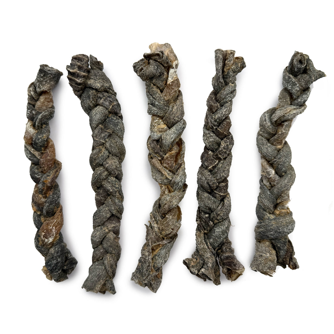 100% Natural Ostrich Skin Braids for Dogs – Long-Lasting Rawhide-Free Single-Ingredient Chew