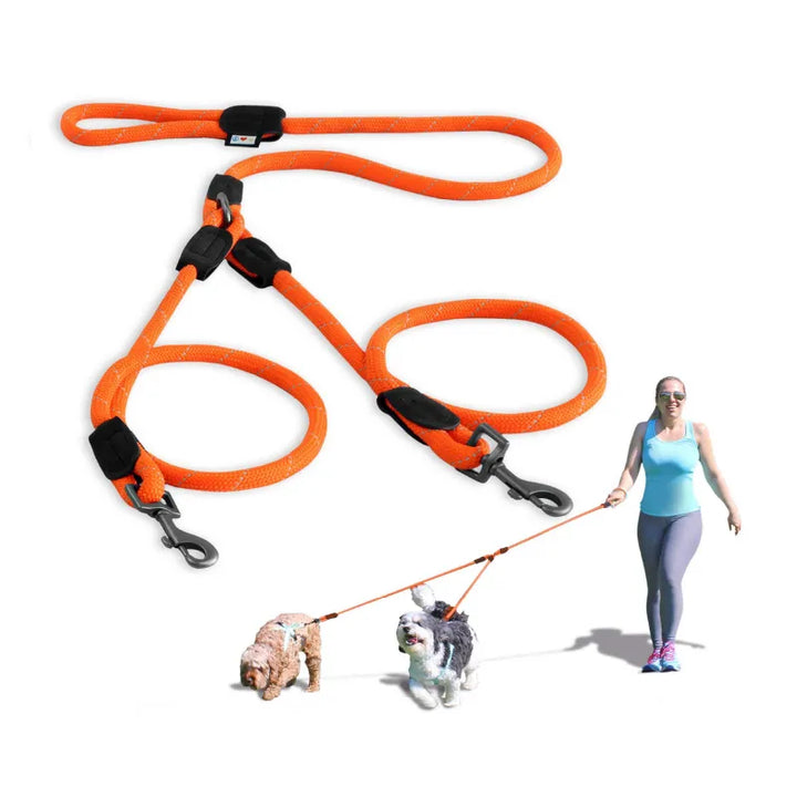 Reflective Rope Leash for 2 Dogs