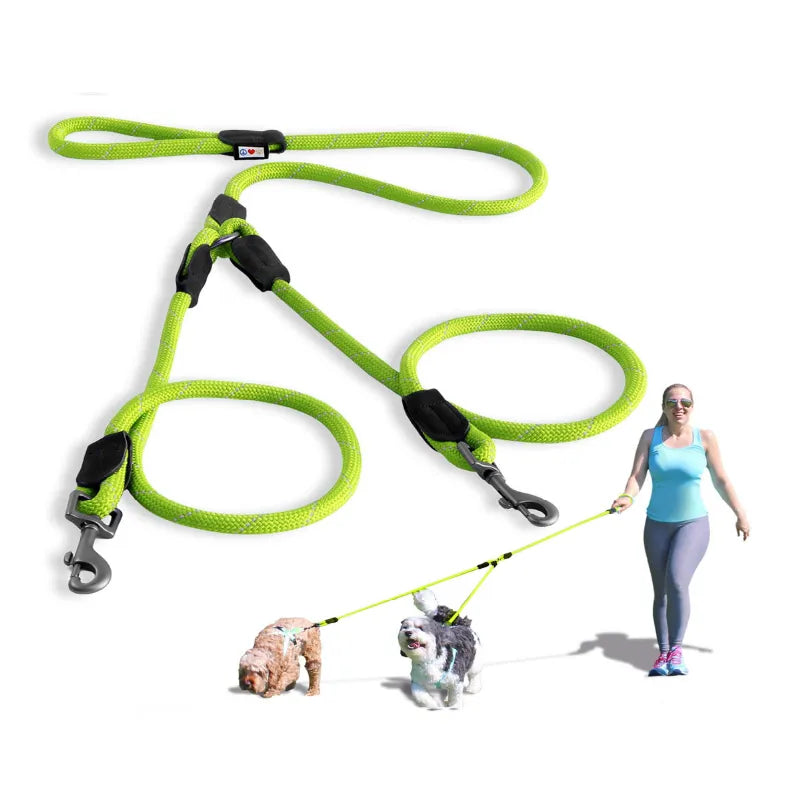 Reflective Rope Leash for 2 Dogs