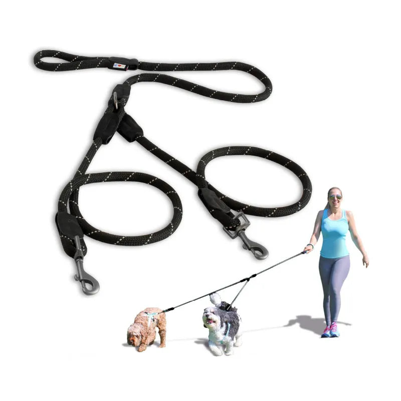 Reflective Rope Leash for 2 Dogs