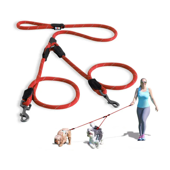 Reflective Rope Leash for 2 Dogs