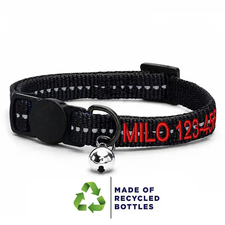 Pawtitas Personalized Recycled Reflective Breakaway Adjustable Cat Collar