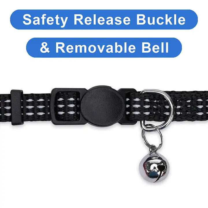 Personalized Custom Nylon Reflective Breakaway Cat Collar with Bell