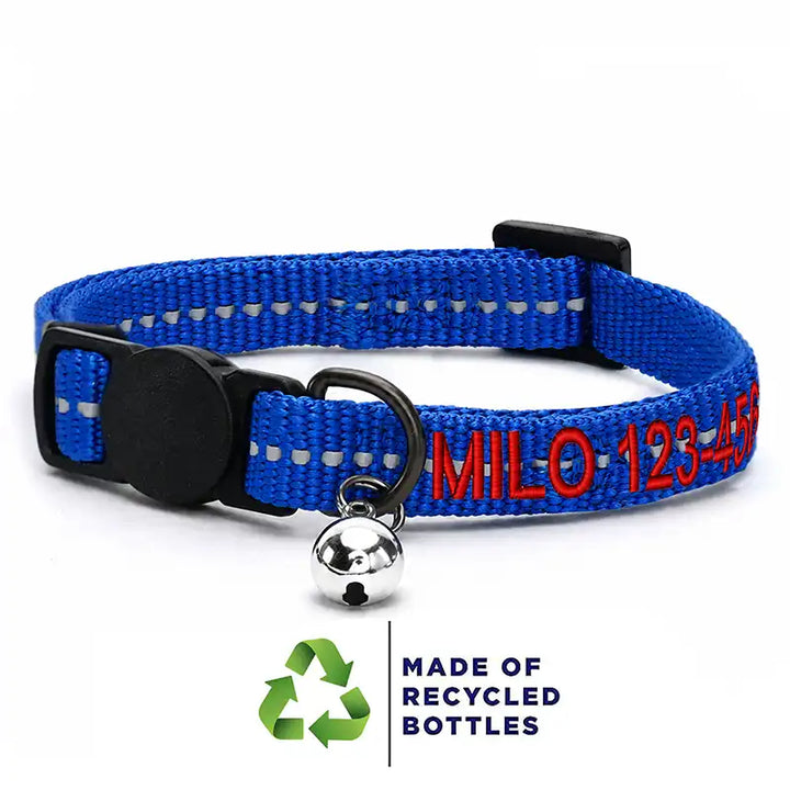 Pawtitas Personalized Recycled Reflective Breakaway Adjustable Cat Collar