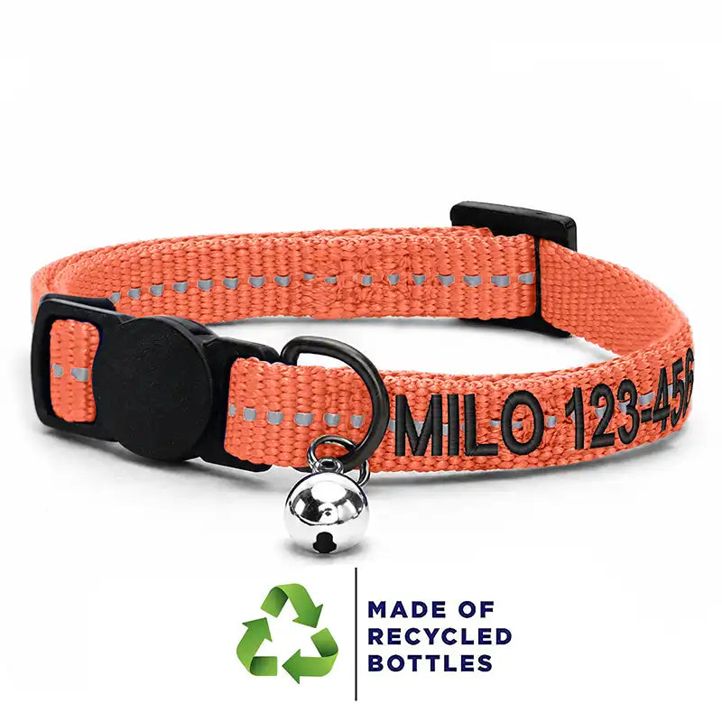 Pawtitas Personalized Recycled Reflective Breakaway Adjustable Cat Collar