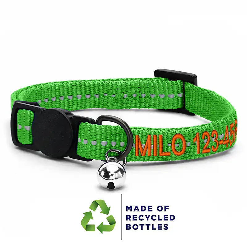 Pawtitas Personalized Recycled Reflective Breakaway Adjustable Cat Collar