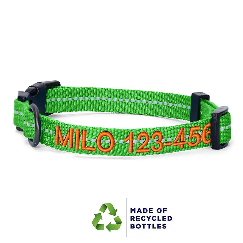 Personalized Custom Recycled Reflective Adjustable Dog Collar