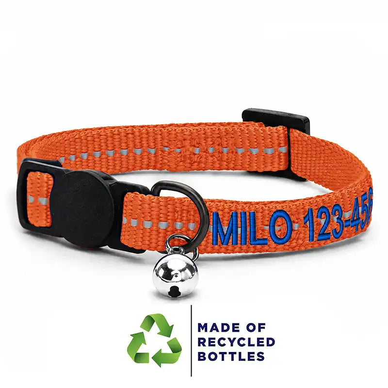 Pawtitas Personalized Recycled Reflective Breakaway Adjustable Cat Collar