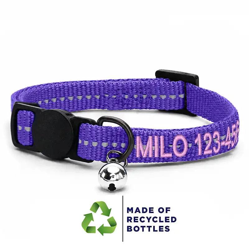 Pawtitas Personalized Recycled Reflective Breakaway Adjustable Cat Collar