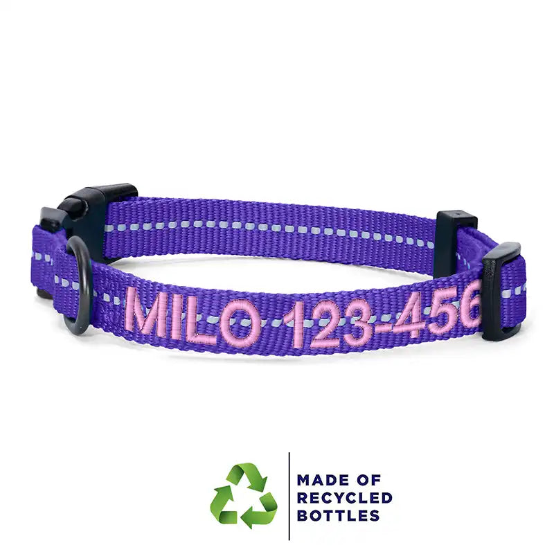 Personalized Custom Recycled Reflective Adjustable Dog Collar