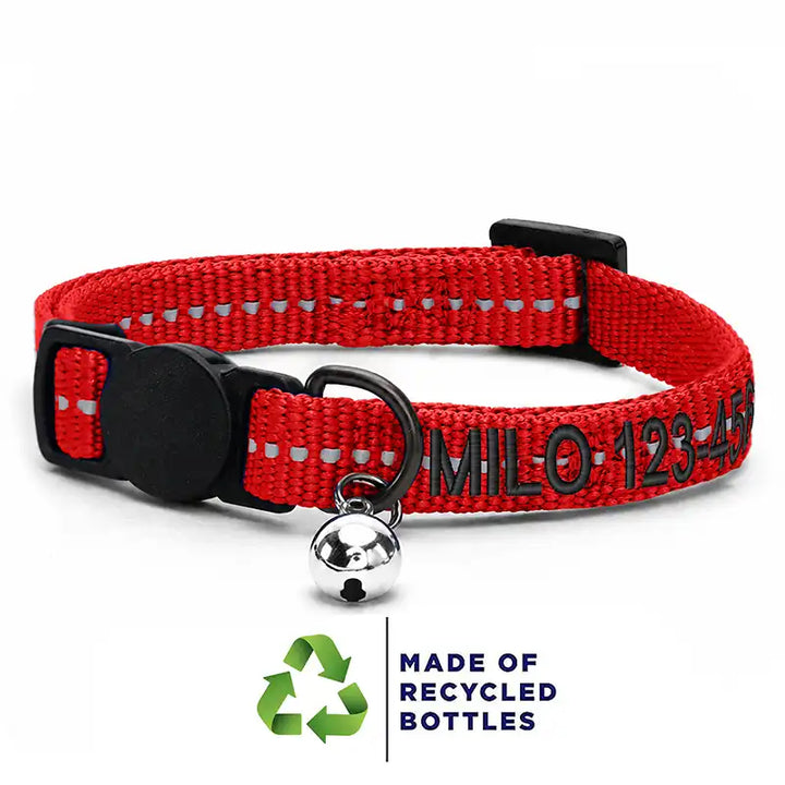 Pawtitas Personalized Recycled Reflective Breakaway Adjustable Cat Collar