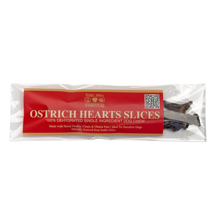 Ostrich Heart Jerky Dog Chew – made from 100% ostrich heart. A natural, single-ingredient chew dogs love. Pure, simple, and protein-rich.