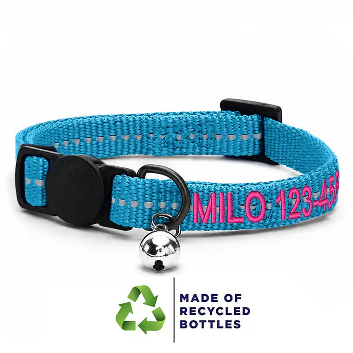 Pawtitas Personalized Recycled Reflective Breakaway Adjustable Cat Collar