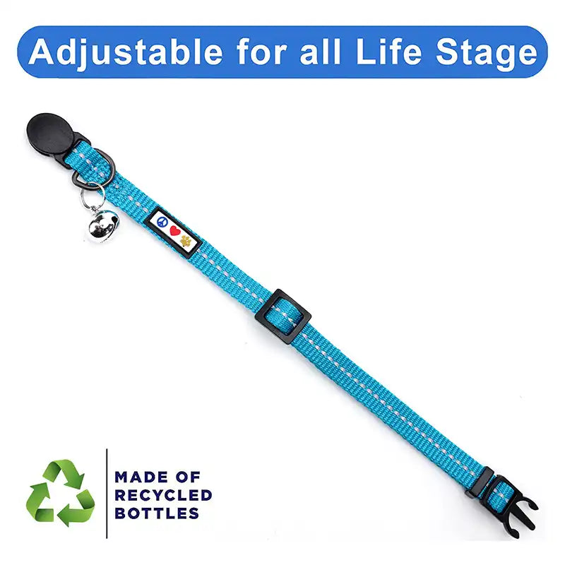 Pawtitas Personalized Recycled Reflective Breakaway Adjustable Cat Collar
