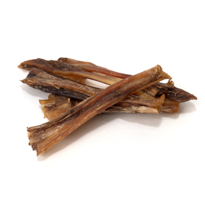 Ostrich Tendon Jerky Dog Chew – 100% tendon, single-ingredient, all natural. Long-lasting chew with no fillers, just pure tendon dogs crave.