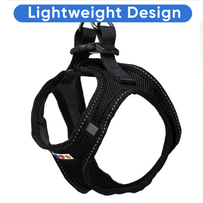 Black Mesh Harness Reflective for Dogs and Cats Lightweight Design