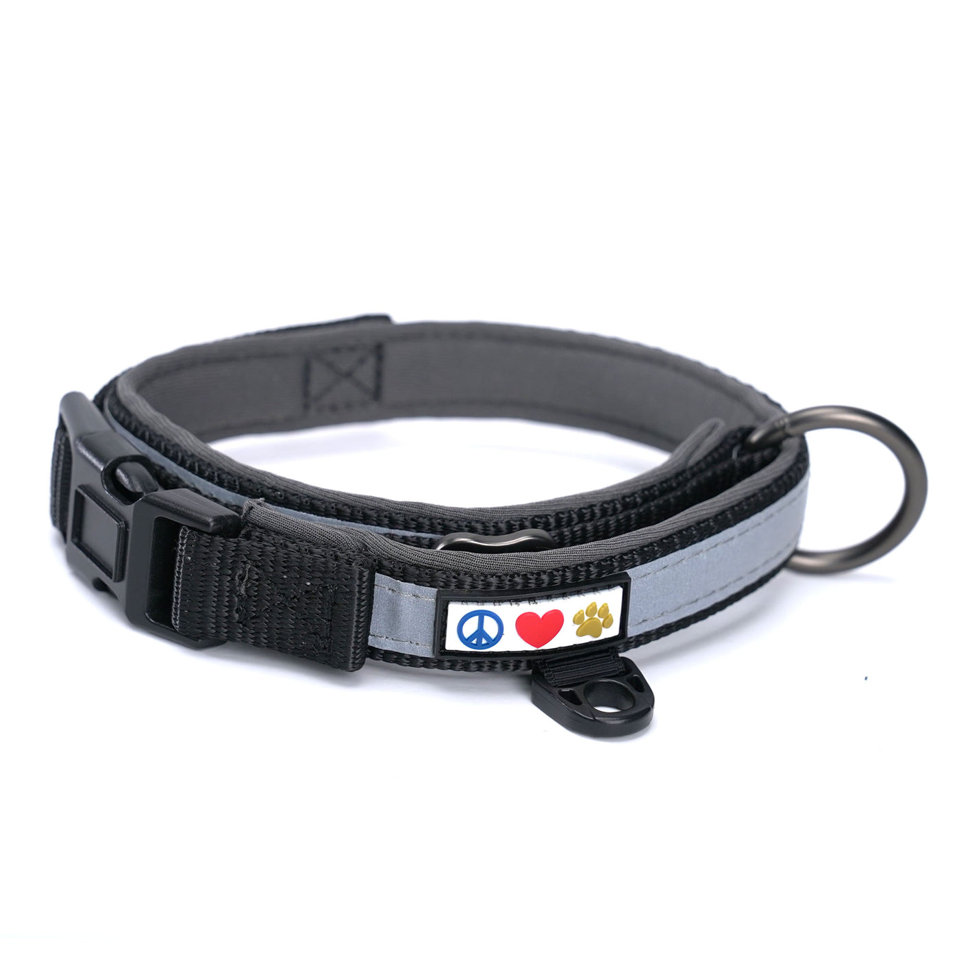 Black Reflective Neoprene Padded Dog Collar