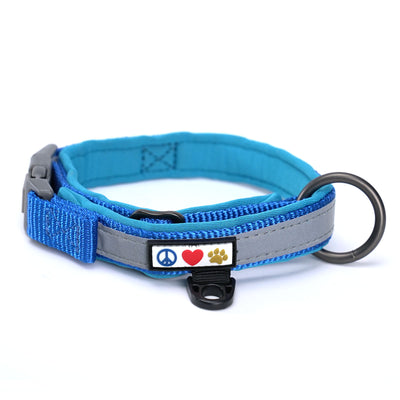 Blue Reflective Neoprene Padded Dog Collar