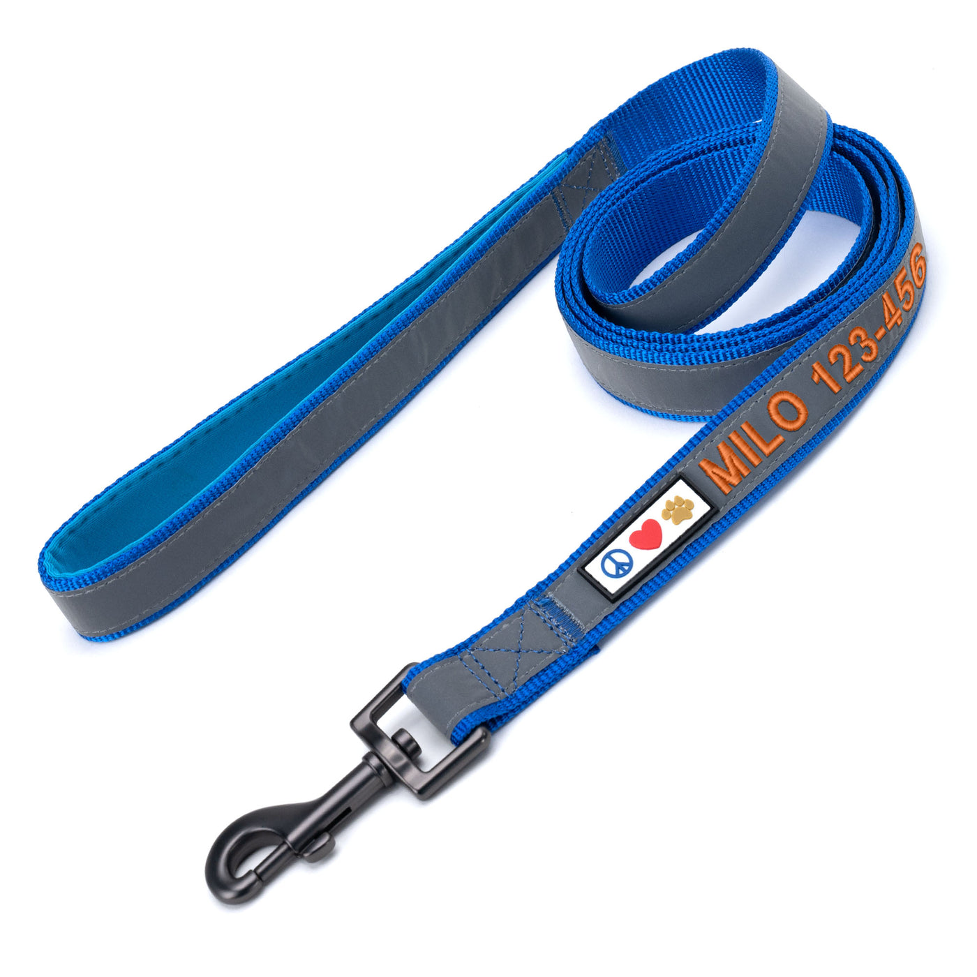 Personalized Reflective Neoprene Padded Leash 6-Ft