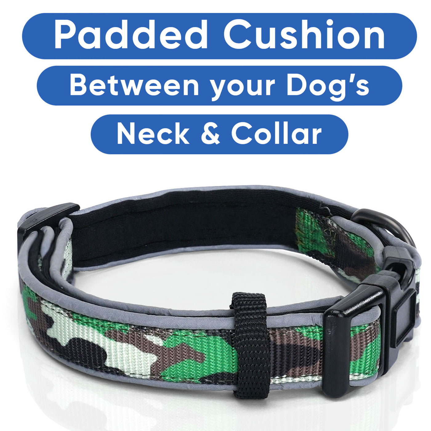 Camouflage Reflective Padded Dog Collar Padded Cushion