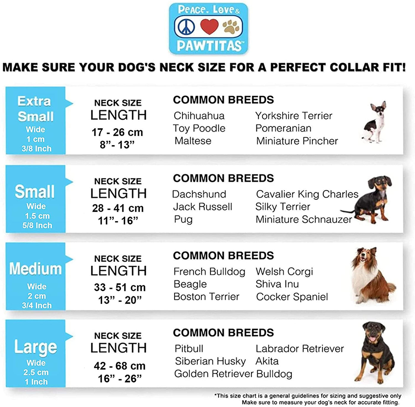 Floral Dog Collar Size Chart