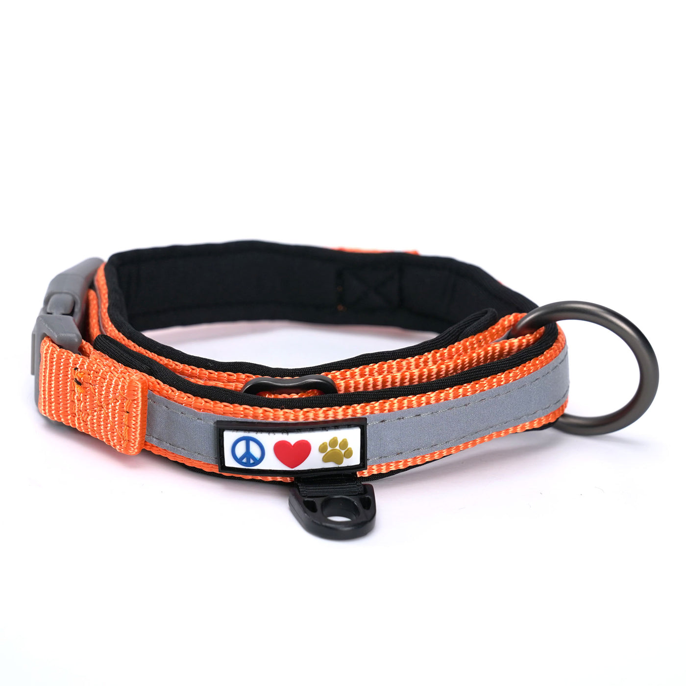 Orange Reflective Neoprene Padded Dog Collar