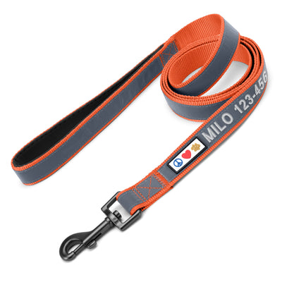 Personalized Reflective Neoprene Padded Leash 6-Ft