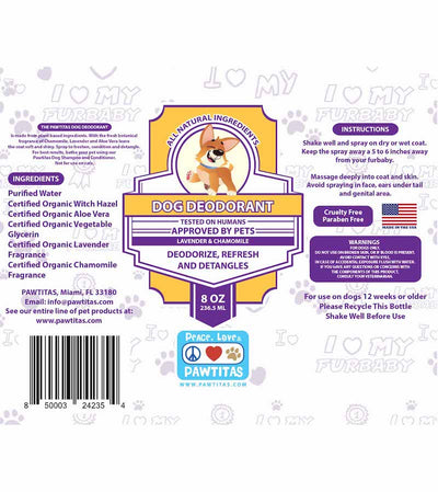 Pawtitas Dog Deodorant Spray Lavender and Chamomile