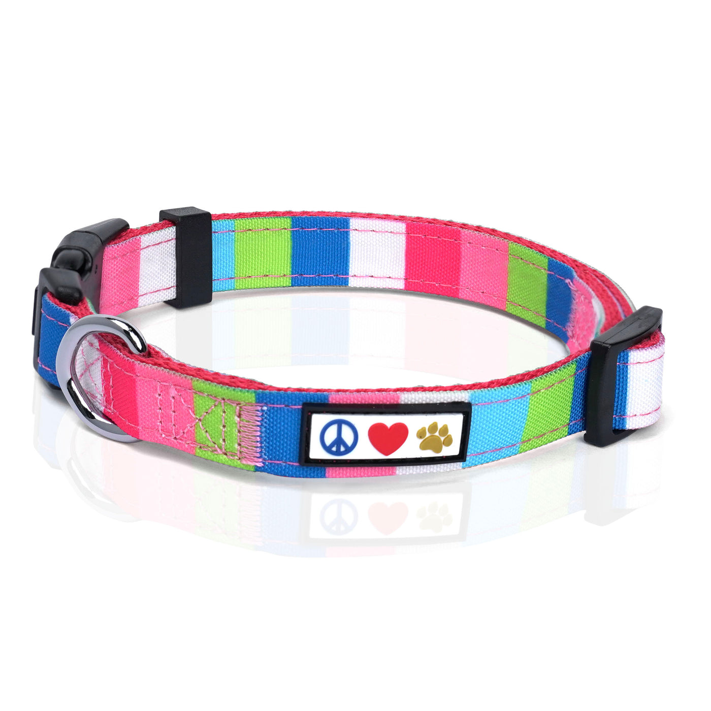 Pink Blue White Teal Multicolor - Dog Collar