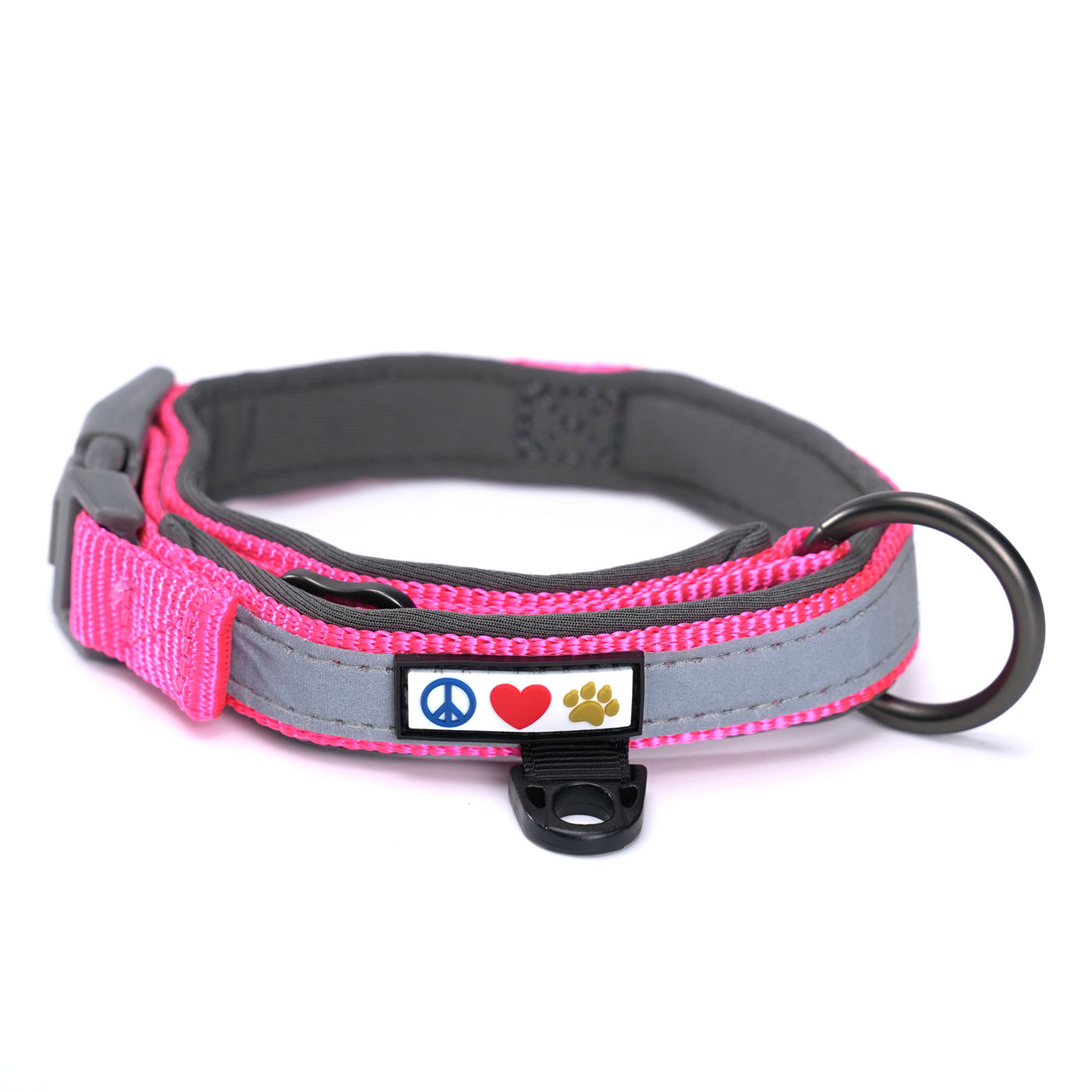 Pink Reflective Neoprene Padded Dog Collar