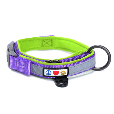 Purple Reflective Neoprene Padded Dog Collar