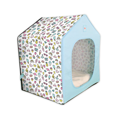 Teal Portable Dog House + Removable Cushion Bed Included